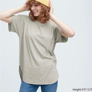 AIRism Seamless Boat Neck Short-Sleeve Long T-Shirt by Uniqlo
